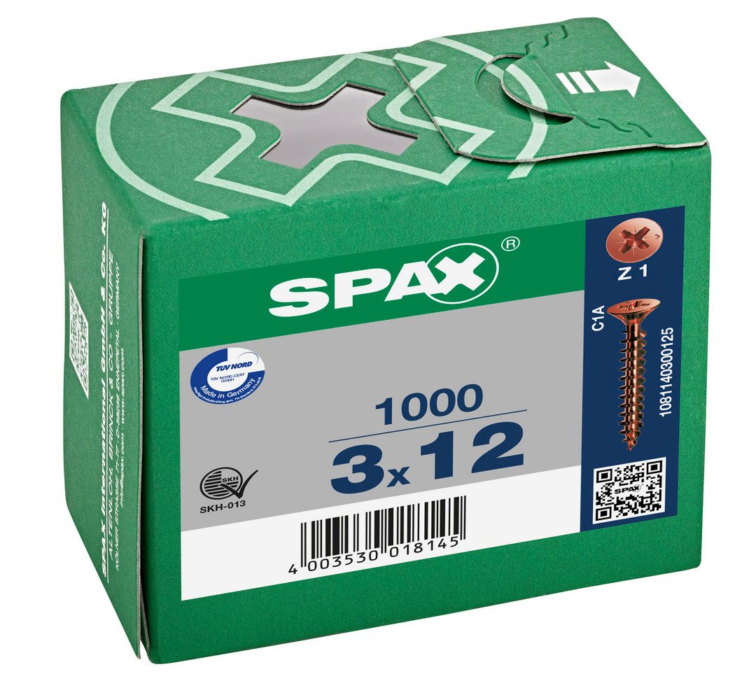 SPAX Schraube Schraube, Senkkopf, Kreuzschlitz Z1, Vollgewinde, (1000 St)