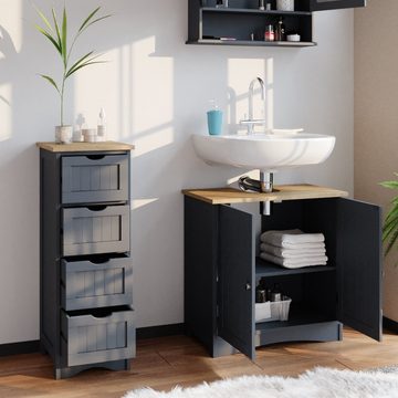 Vicco Midischrank Badezimmerschrank BIANCO Grau im Landhausstil