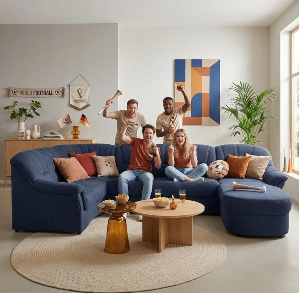 DOMO collection Wohnlandschaft Bahia mit viel Platz, zeitloses Design, U-Form, wahlweise mit Bettfunktion