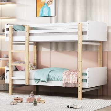 MODFU Etagenbett Kinderbett,Bettrahmen aus Massivholz, umwandelbar in 2 Plattformbetten (Kinderbett 90 x 190cm), ohne Matratze