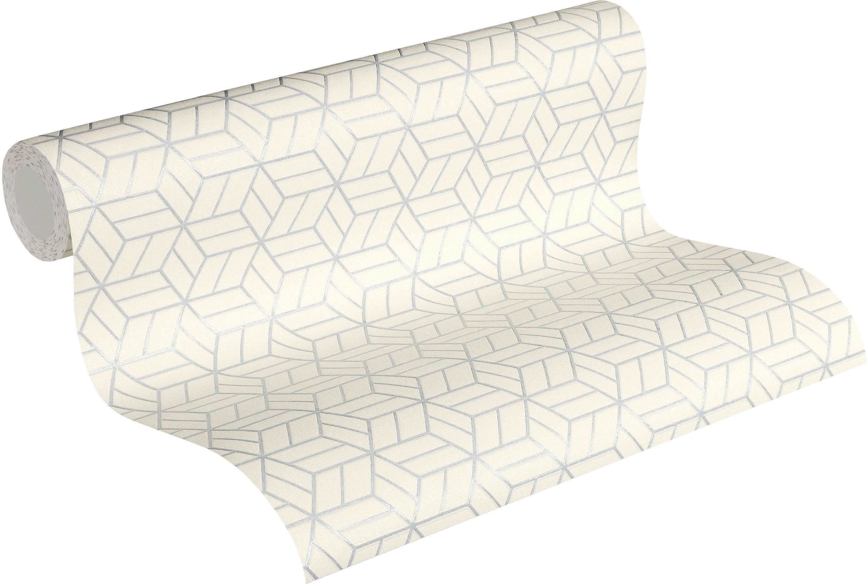 living walls Vliestapete Metropolitan Stories Lizzy London, strukturiert, 3D-Optik, geometrisch, grafisch, Grafik Tapete Geometrisch Metallic Tapeten Wohnzimmer Schlafzimmer