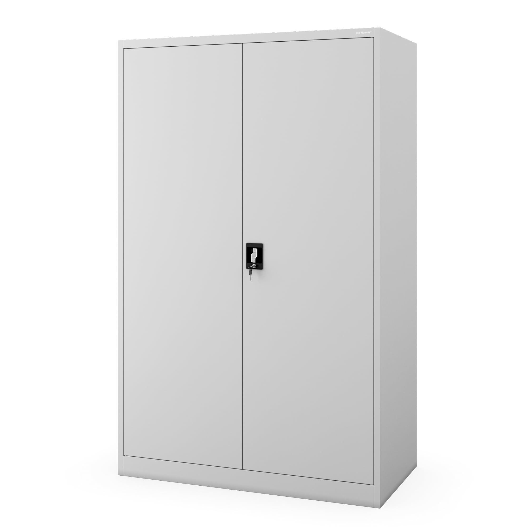 Jan Nowak Aktenschrank Metall Büroschrank abschließbar 115 cm JAN II D600 4 Böden (Stahl 0,6 mm Wandmontage möglich PZH-zertifiziert 4 Farben) Ordnerschrank 70 Ordner Schloss 2 Schlüssel Tiefe 60 cm robust