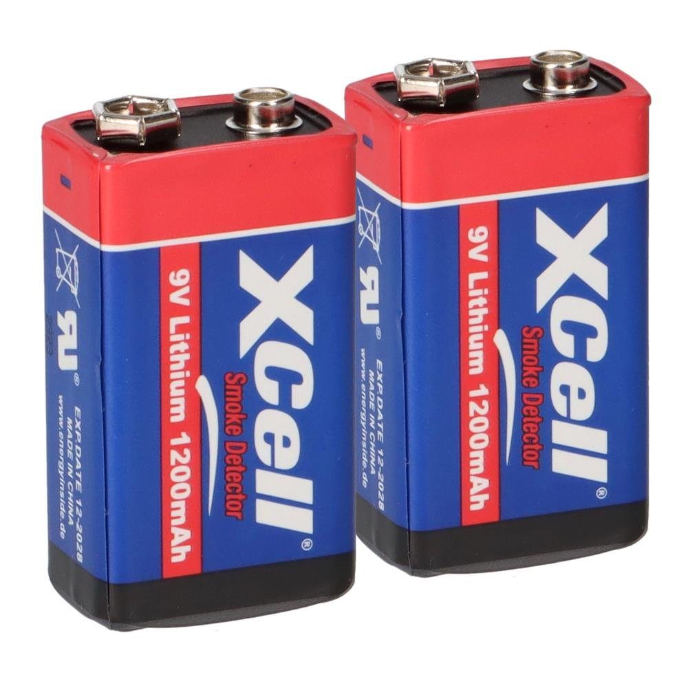 XCell 2x XCell Lithium Batterie 9V Block Hochleistungs- Rauchmelder für / Batterien