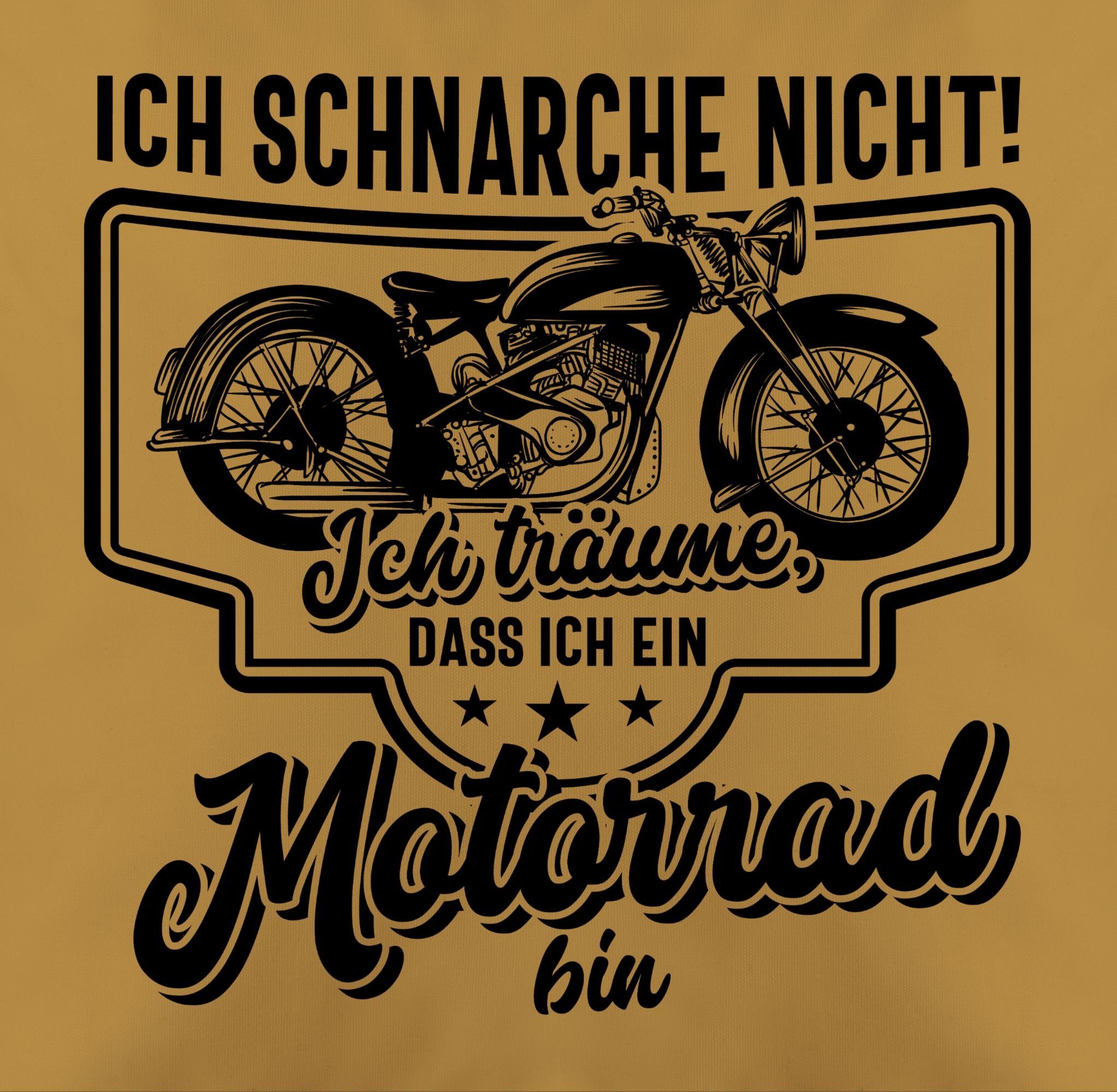 nicht bin ich Motorrad mit dass träume ich Deko-Kissen Ich 3 schwarz, schnarche Spruch Shirtracer Gelb ein Dekokissen