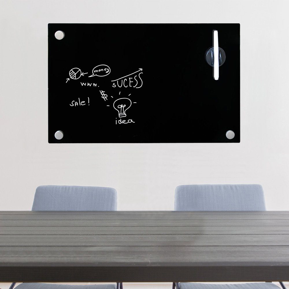 V2Aox Magnettafel »Glas Magnettafel Schreibtafel Wand Whiteboard Schwarz  80x50cm inkl.Zubehör V2Aox« online kaufen | OTTO
