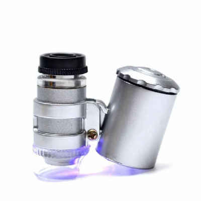 GelldG Taschenlupe Mini 60X LED Lupe für Juwelier, Einstellbare Taschenlupe mit UV-Licht