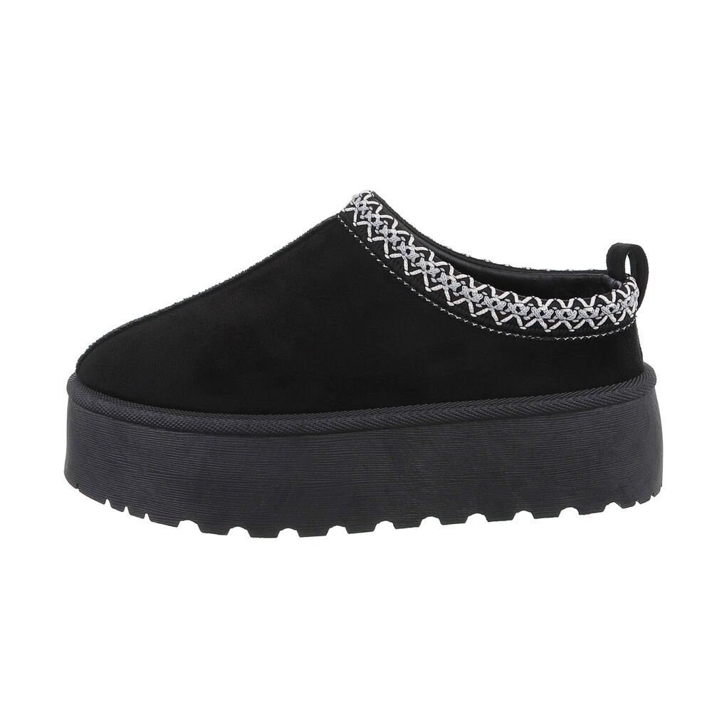 Ital-Design Die bequemen Plateau-Slipper Hausschuh (85244451) Flach Stiefeletten in Schwarz