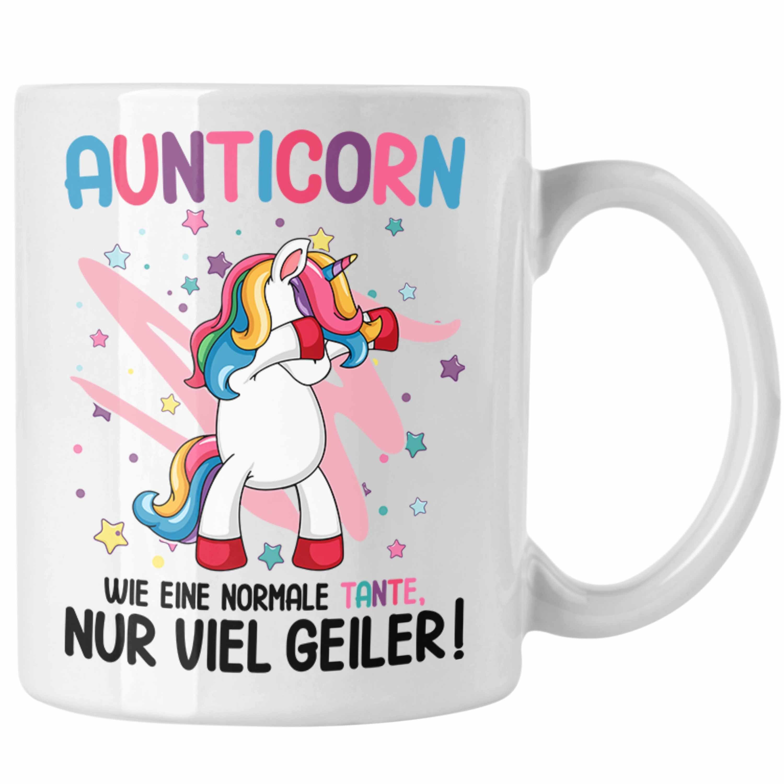 Trendation Tasse Trendation - Beste Tante Geschenk Lustig Spruch Aunticorn Wie Eine Normale Tante Einhorn Geburtstag Weiss