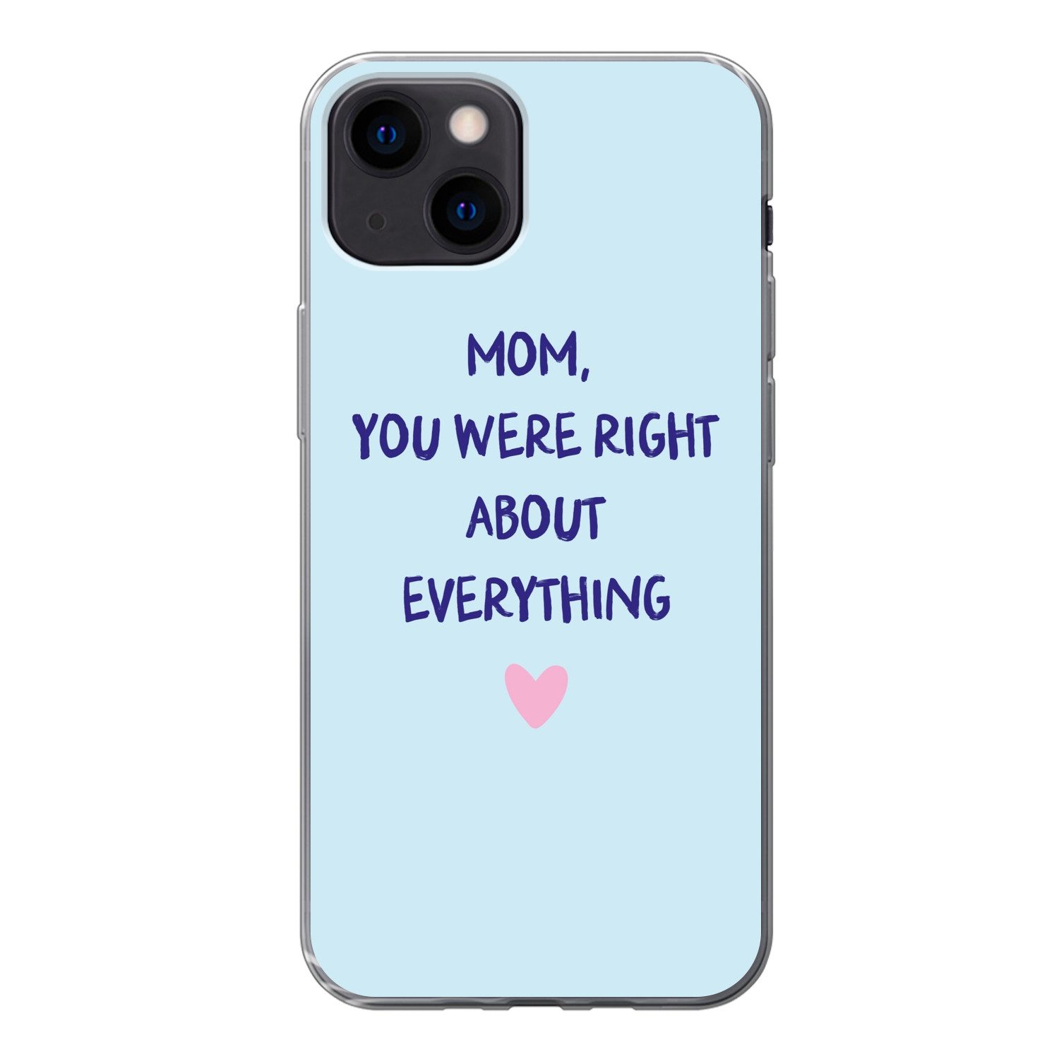 MuchoWow Handyhülle für Apple iPhone 13 mini Mutter - Zitat - Blau, Smartphone-Bumper, Print, Handy Schutzhülle Dünn