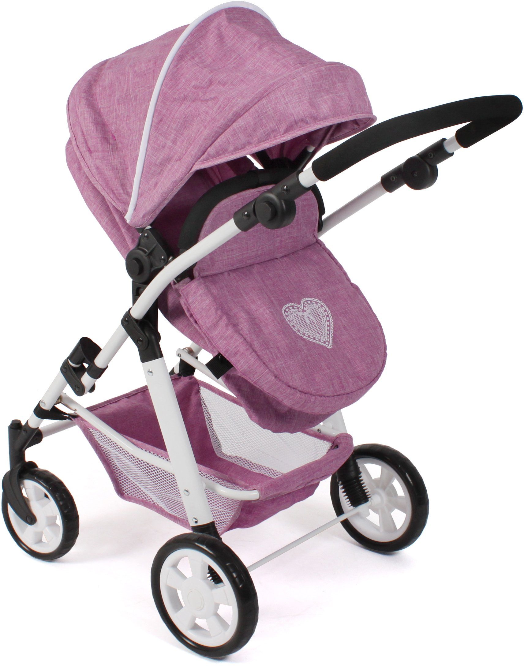 CHIC2000 Kombi-Puppenwagen Nele, Jeans Pink, zusammenklappbar
