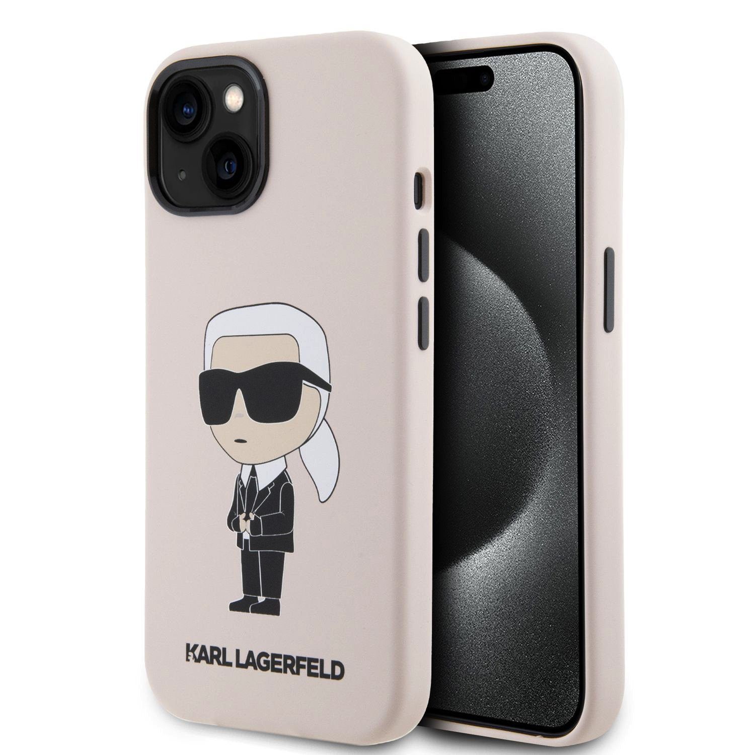 KARL LAGERFELD Handyhülle Karl Lagerfeld Liquid Silicone Ikonik NFT Case für iPhone 15 Pink Schu