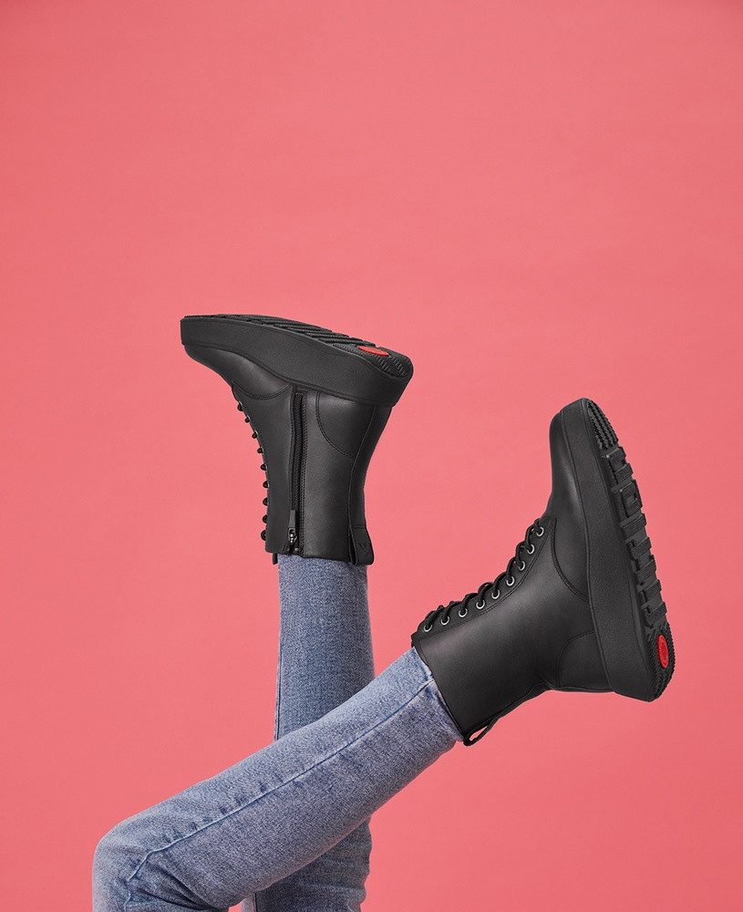 Fitflop F-Mode Leather Lace-UP Flatform Ankle Boots Stiefel