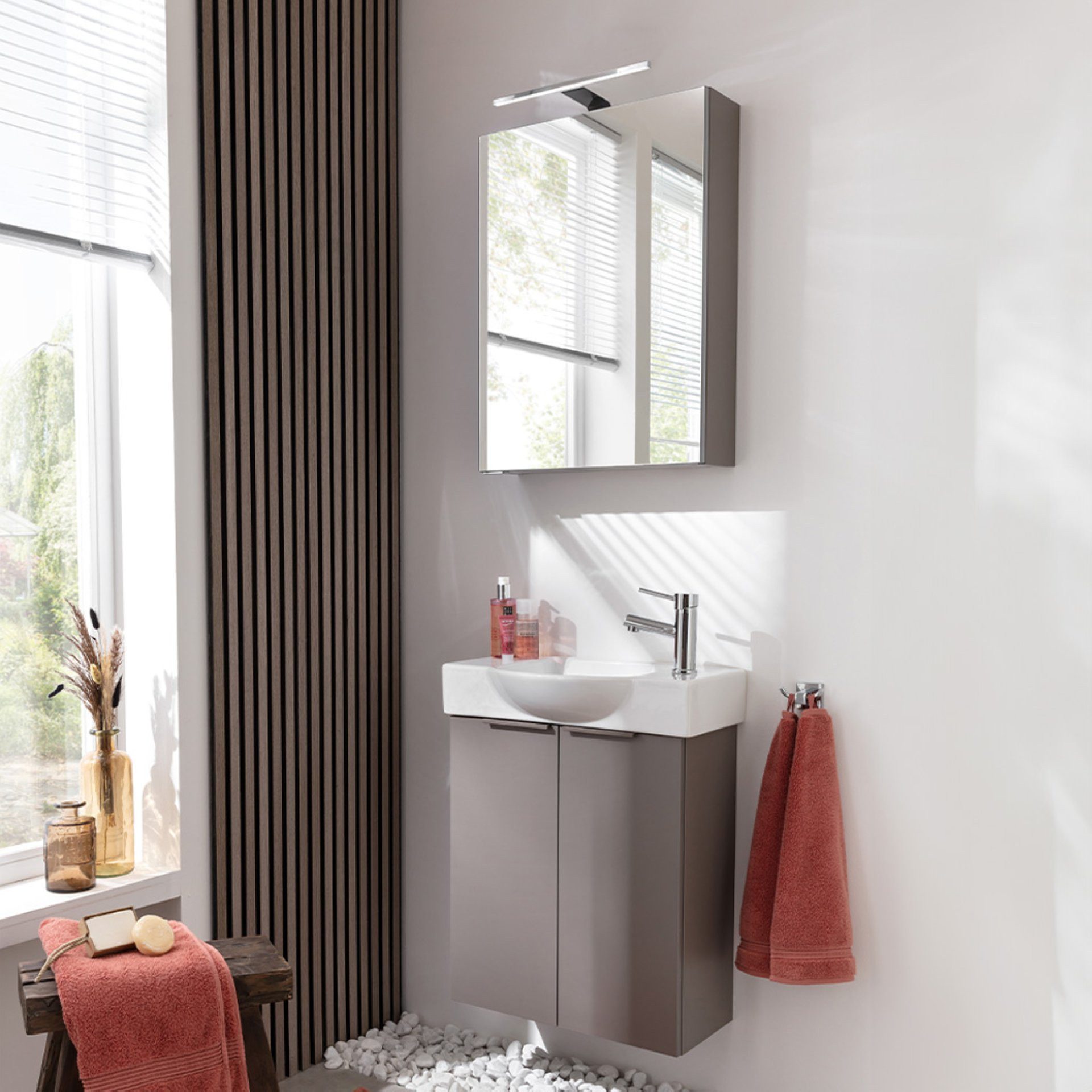 FACKELMANN Badmöbel-Set Badmöbelset, Badezimmermöbel, Waschtischkombination, Gäste WC Set