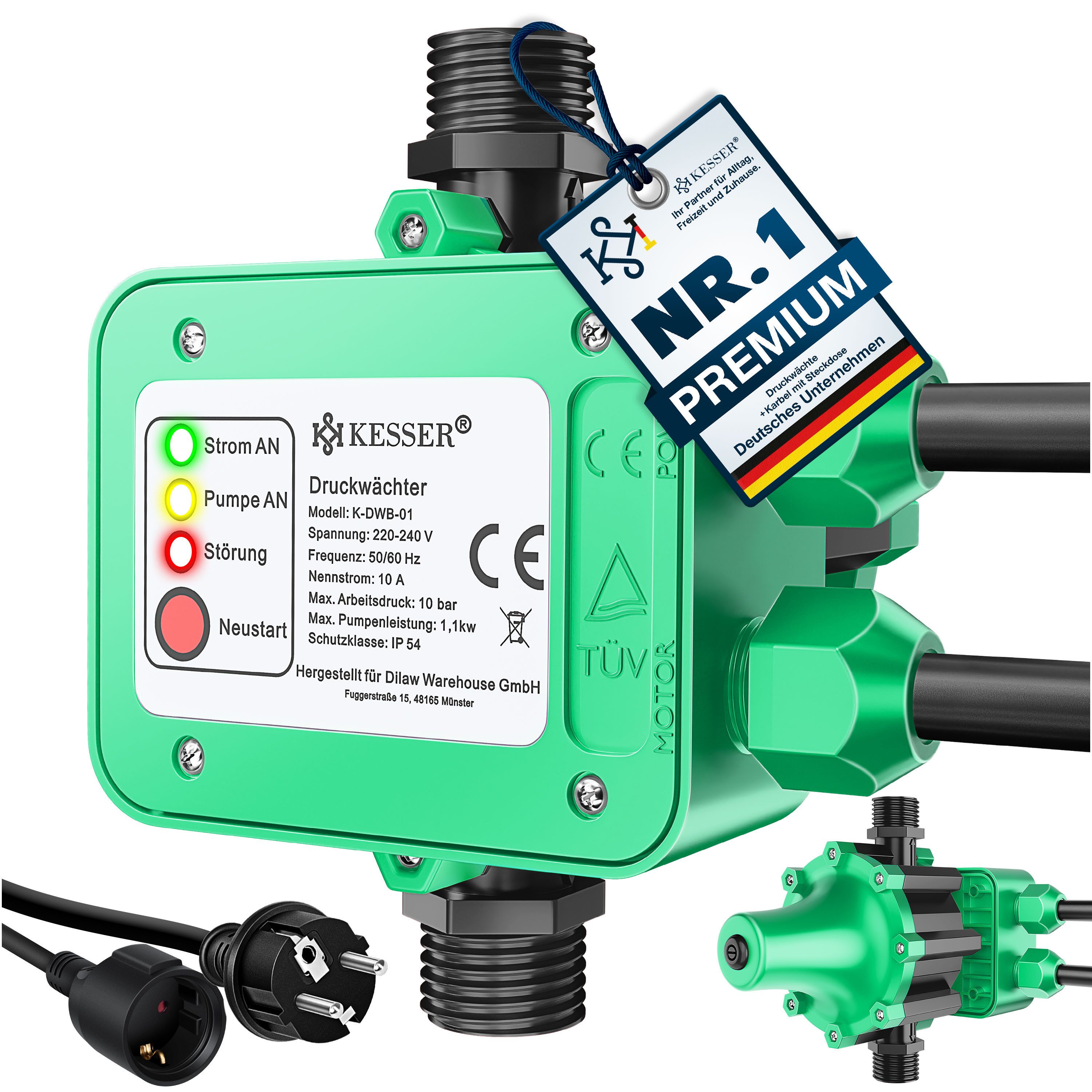 KESSER Wasserpumpe, Druckschalter Druckwächter Pumpensteuerung Gartenbewässerung