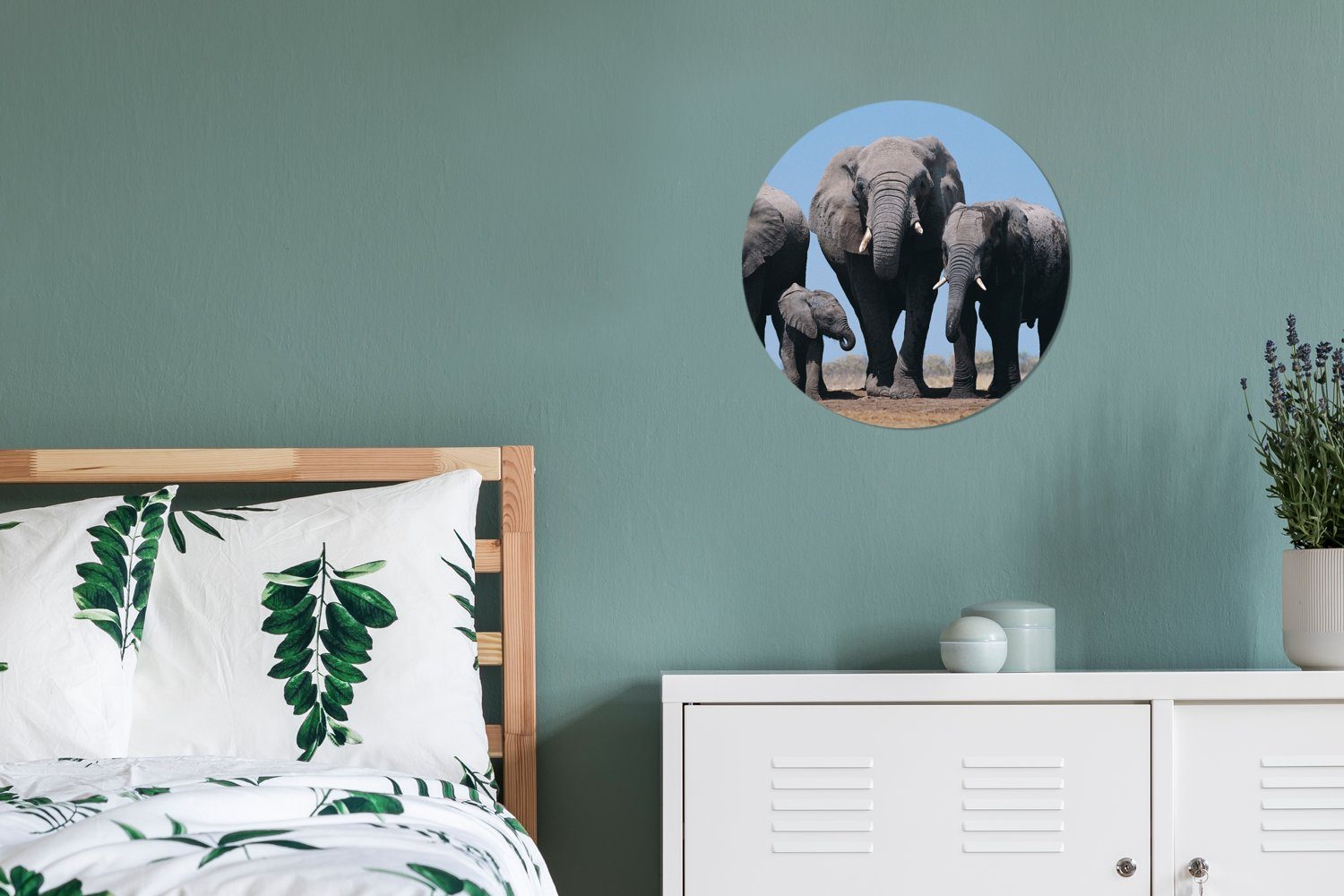 30x30 Forex, Wohnzimmer, Elefant - Rundes Wandbild, Kreis Prärie Gemälde - cm (1 Tiere - Natur, St), MuchoWow Wanddekoration