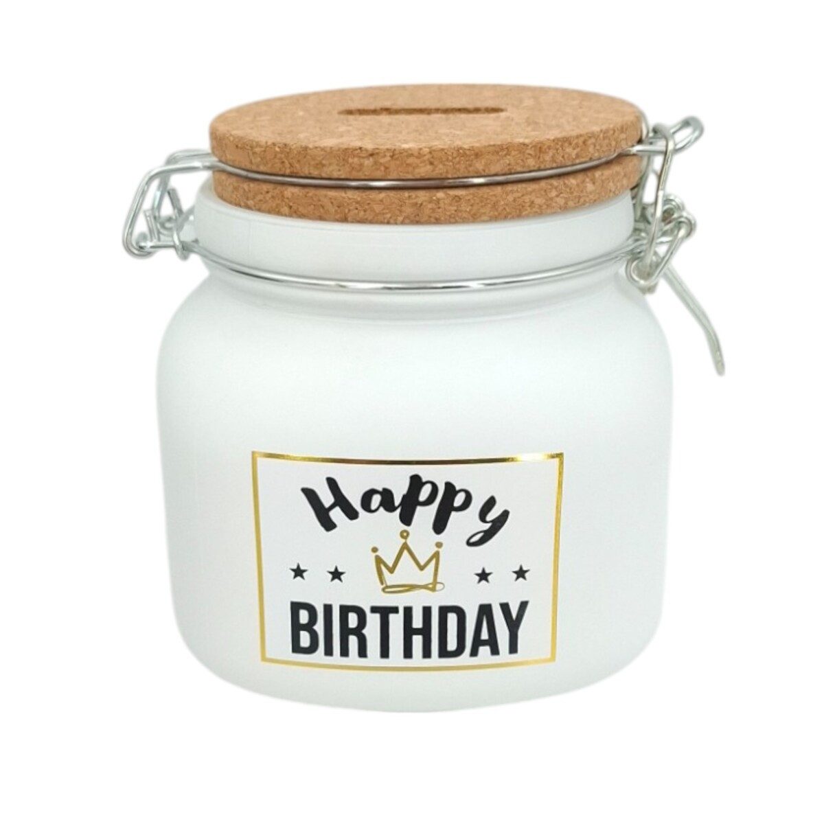HERGO Creation Spardose Sparglas Happy Birthday Krone