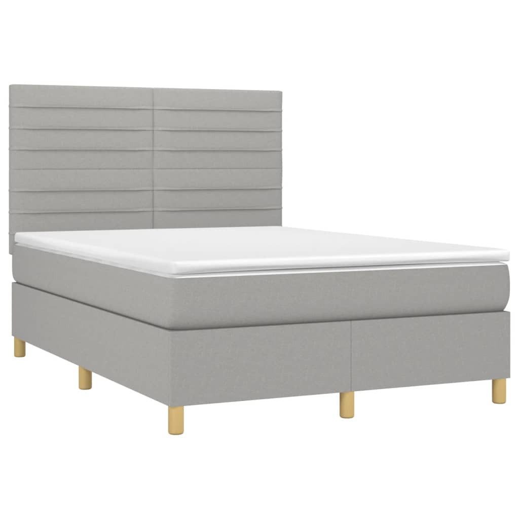 Bett Boxspringbett mit Matratze Hellgrau 140x190 cm Stoff