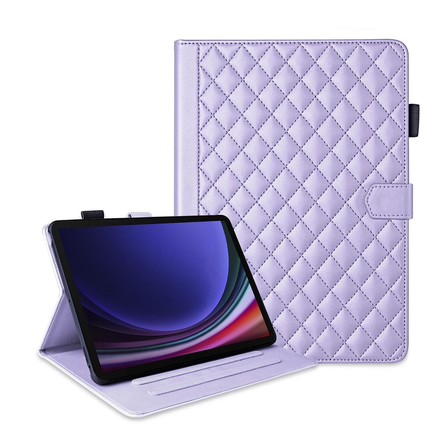 Wigento Tablet-Hülle Für Samsung Galaxy Tab S10 FE Plus Design Kunstleder Hülle Lila, Kunstlederhülle mit Rhombus-Textur und Standfunktion