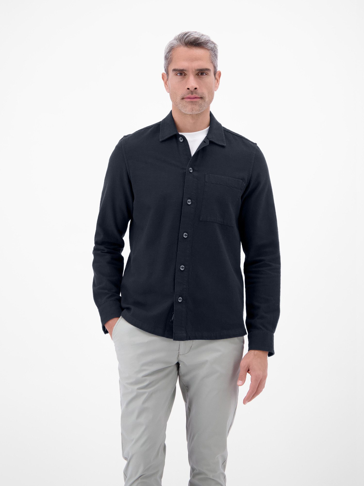 LERROS Langarmhemd Overshirt aus 100 % Baumwolle, unifarben