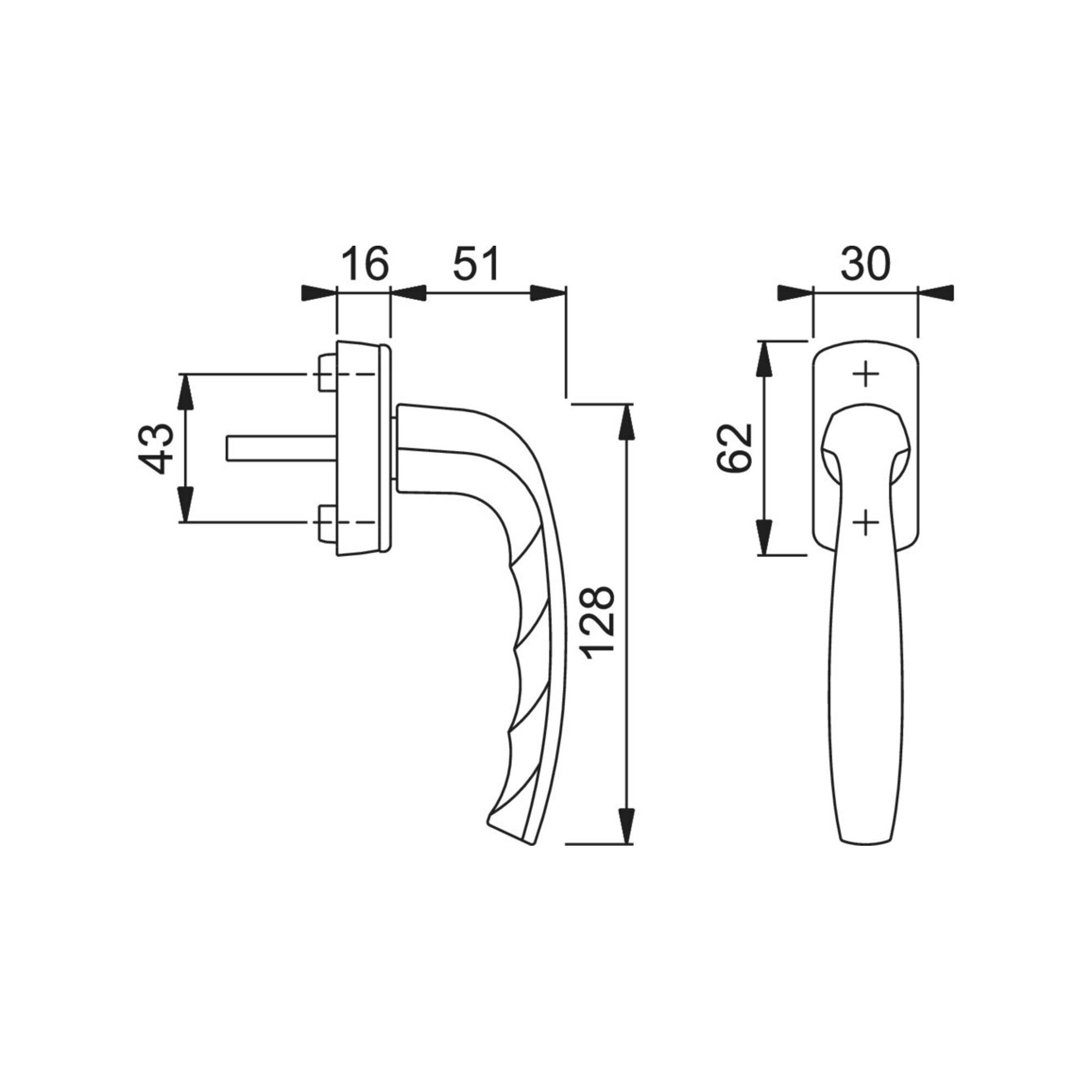 HOPPE Fenstergriff Hoppe Fenstergriff NY 0810/US10 Alu.F9 32-42mm Stand.
