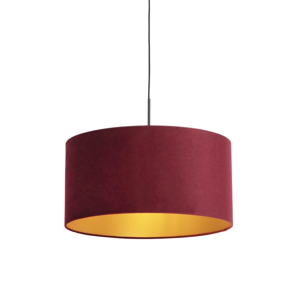 Qazqa Pendelleuchte Combi, ohne Leuchtmittel, Warmweiß, QAZQA Hängeleuchte, e27, Rot, Textil, country-rustic
