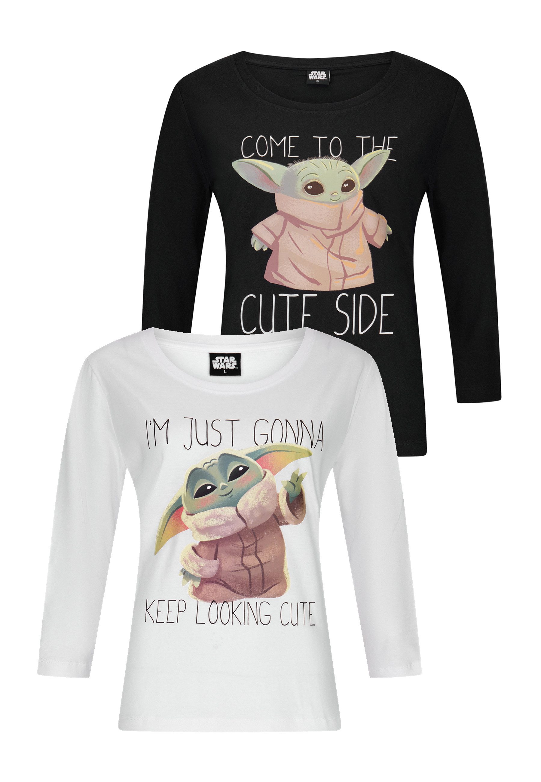 ONOMATO! Langarmshirt Grogu Langarm-Shirt Damen Oberteil 2er Pack