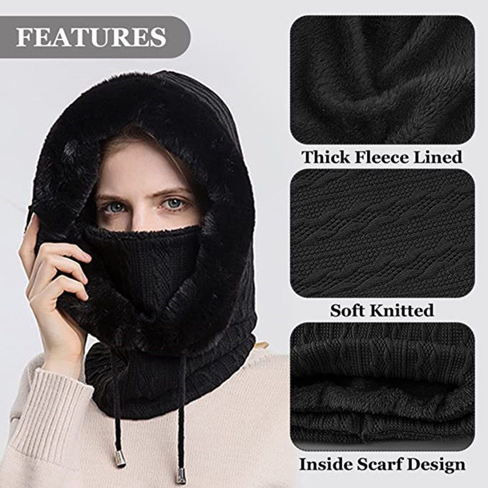 XDeer Mütze & Schal Wintermützen,Strickmützen,Warme Kapuzen Schal,Mütze Schal Mütze Damen Winter,Sturmhauben Winddichte Vollgesichtsmaske