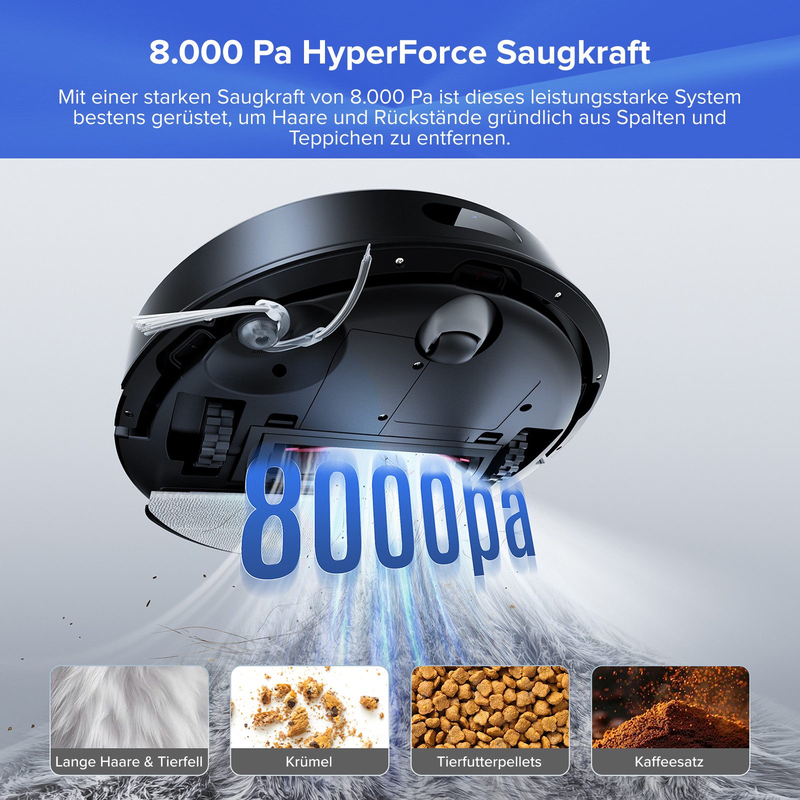 Roborock Saugroboter Q7 L5 Series Saugroboter, Dual Anti-Tangle System, Einstiegsleistung, Perfekt für Haustierbesitzer, 8000 Pa,Dual Anti-Tangle System,Präzise Navigation, App-Steuerung schwarz