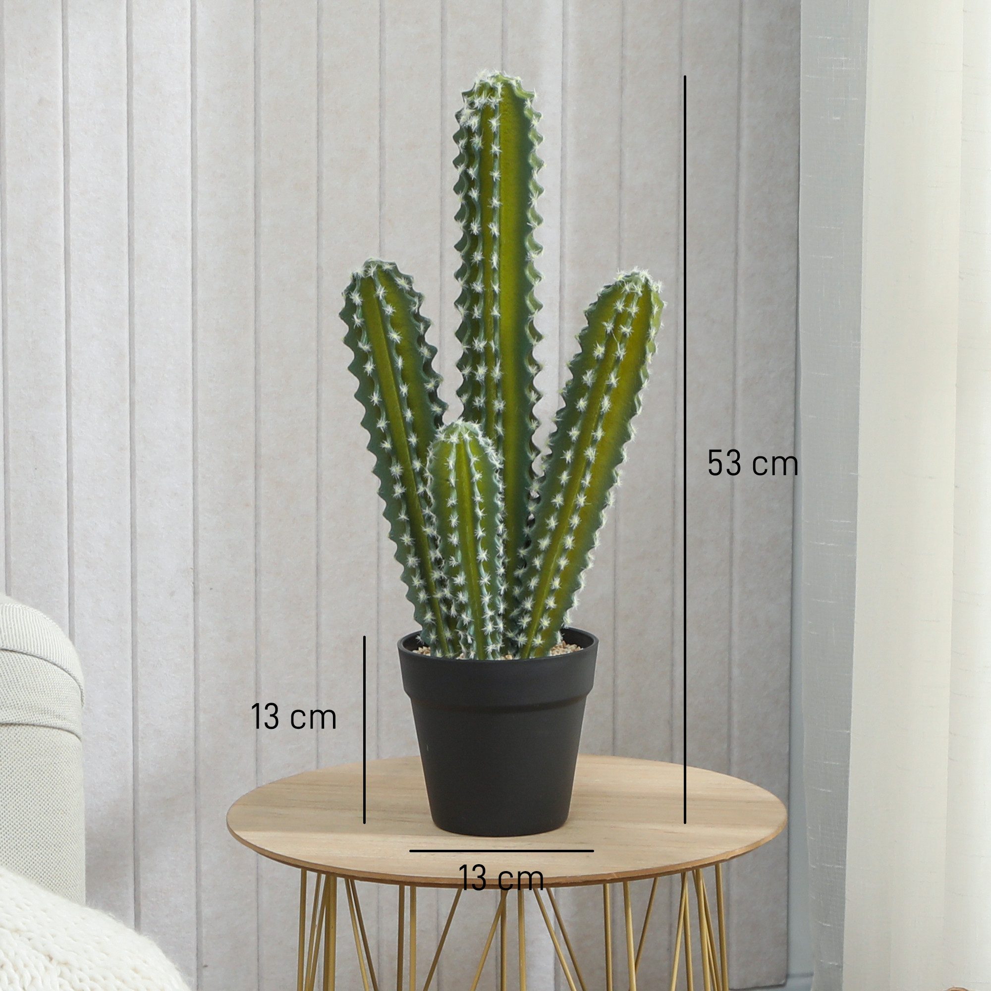 Kunstpflanze Pflanzen künstliche Pflanzen im Topf,Säulenkaktus,Fake Plant Kaktus, HOMCOM, Höhe 53 cm, für Zuhause, Büro, Einweihungsgeschenke, Dekoration