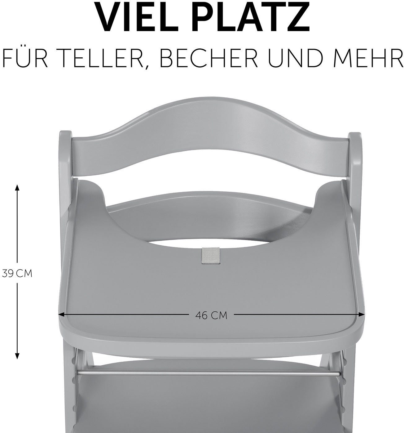 Hauck Hochstuhltablett Alpha Wooden Tray Essbrett, grey, Holz, für Hochstühle Alpha+ und Alpha+ Select