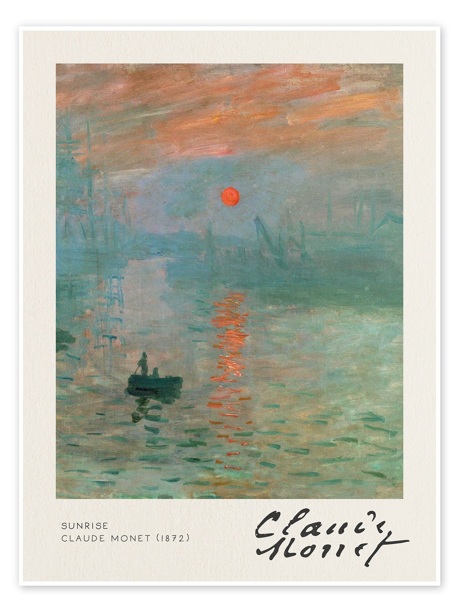 Posterlounge Poster Claude Monet, Sunrise, Wohnzimmer Maritim Malerei