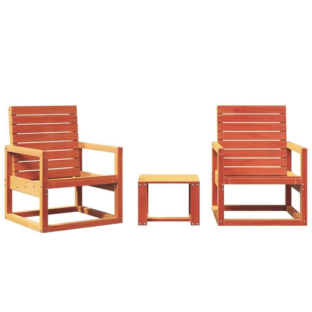 vidaXL Gartenlounge-Set 3-tlg. Garten-Lounge-Set Wachsbraun Massivholz günstig online kaufen