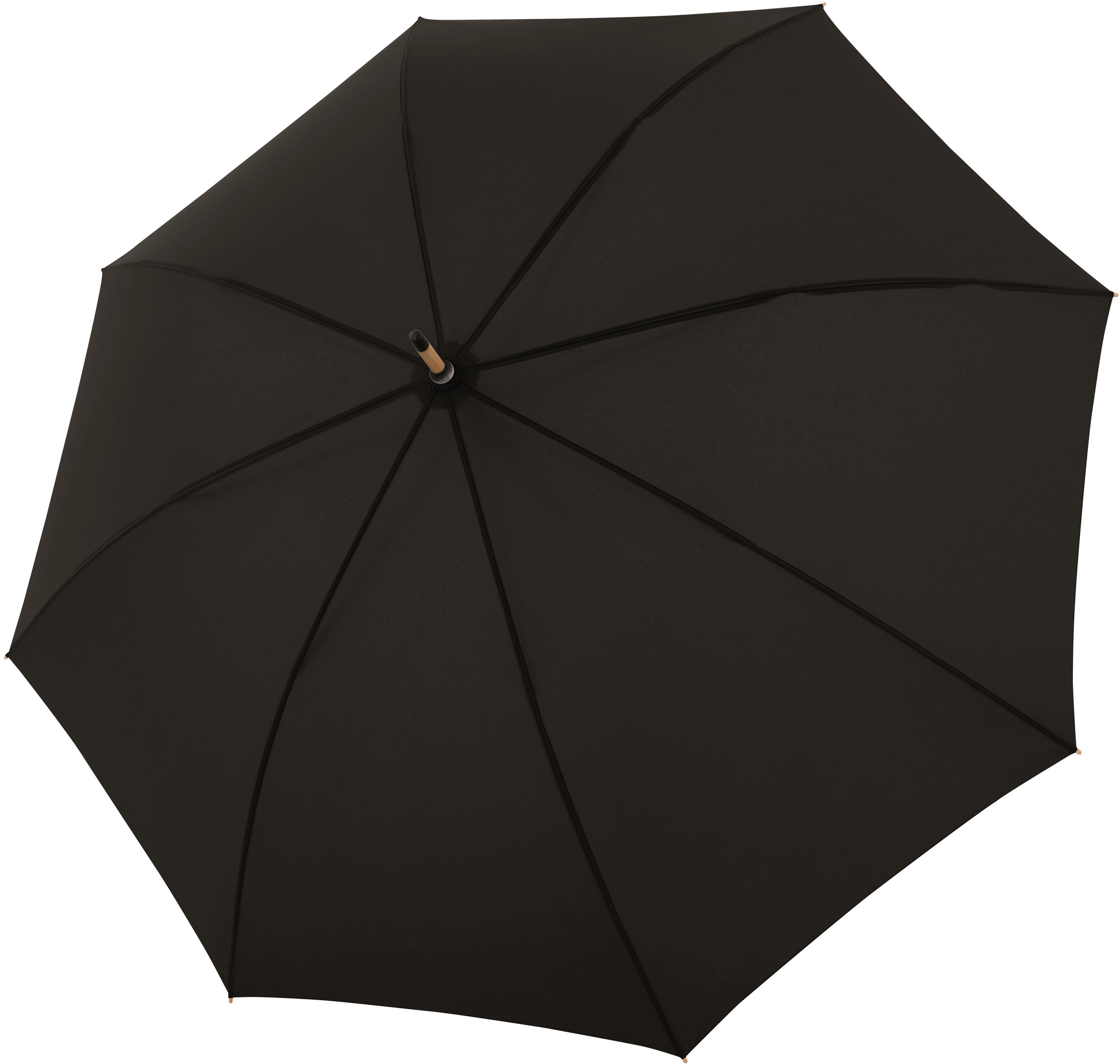 doppler® Material simple black, mit aus aus Stockregenschirm Schirmgriff recyceltem Long, nature Holz