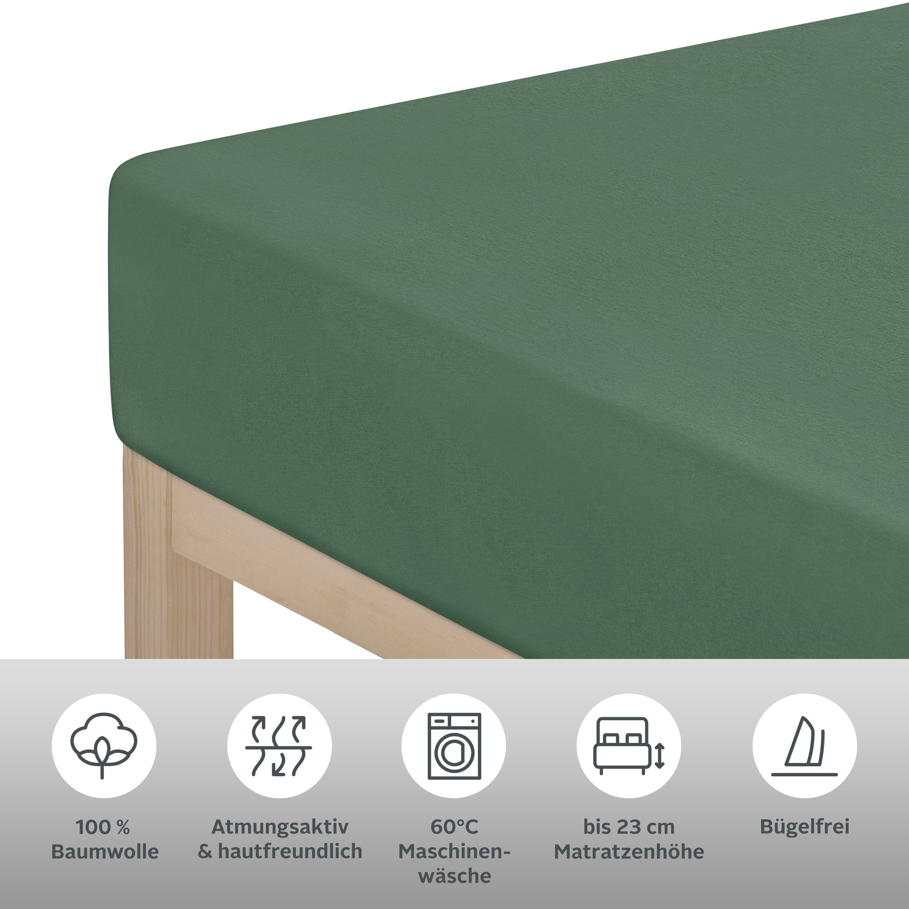 OTTO home Spannbettlaken GRETA Jersey aus 100% Baumwolle, 150 g/m², Jersey, Gummizug: rundum, (1 Stück), Premium Bettlaken für Matratzen bis 23 cm Höhe, perfekter Sitz