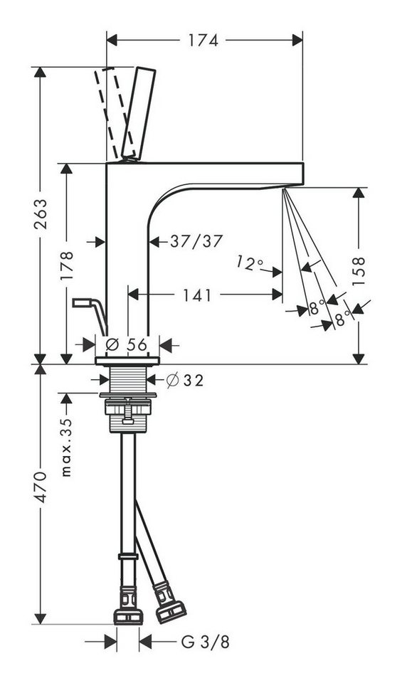 Thumbnail - hansgrohe Waschtischarmatur Axor Citterio 160 Waschtischmischer mit Pingriff mit Zugstangen-Ablaufgarnitur
