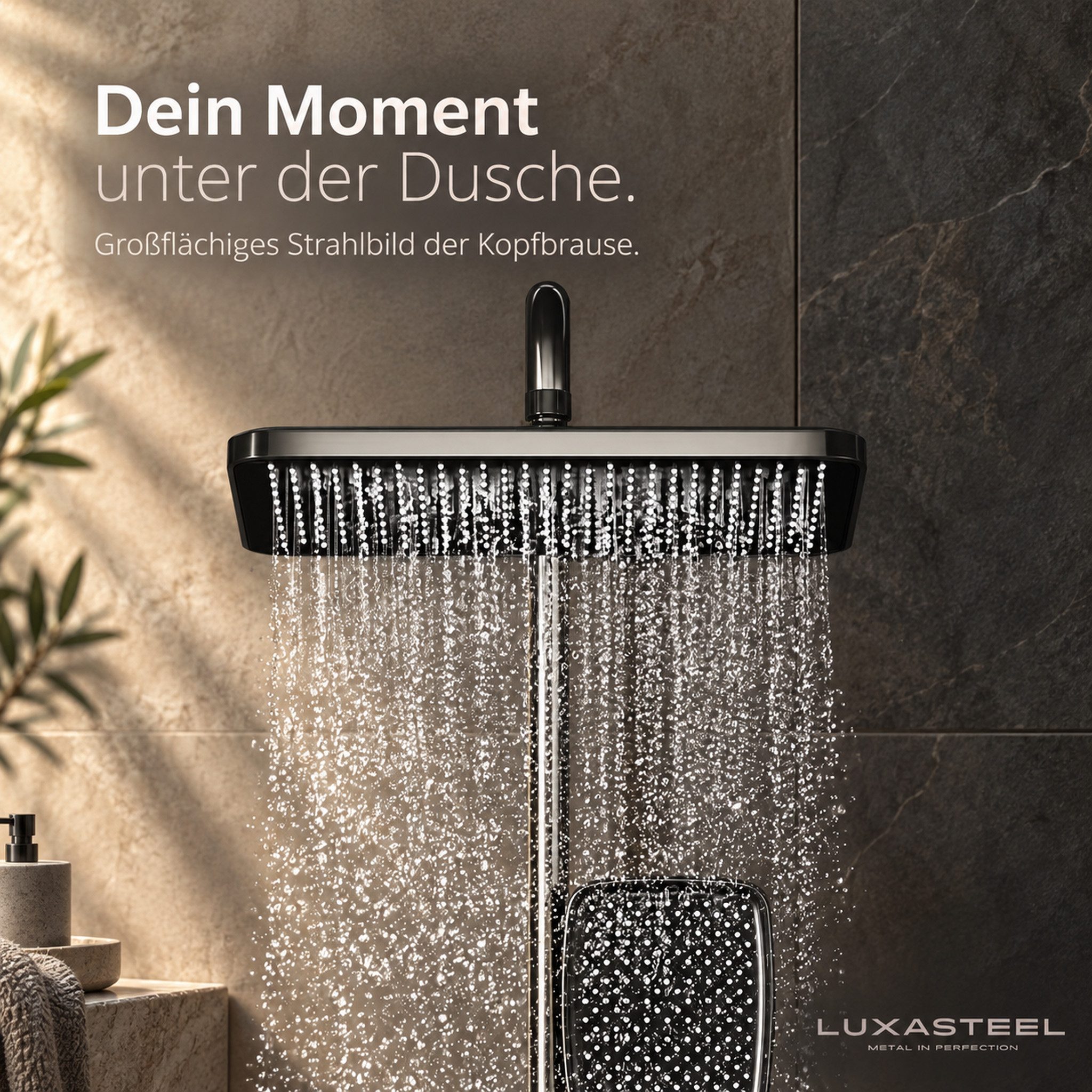 LuxaSteel Duscharmatur Duschsystem mit LED-Beleuchtung & Display (Komplett-Set, Direkt einsatzbereit) Regendusche Komplettset mit LED-Beleuchtung & Display – Bild 3 von 5