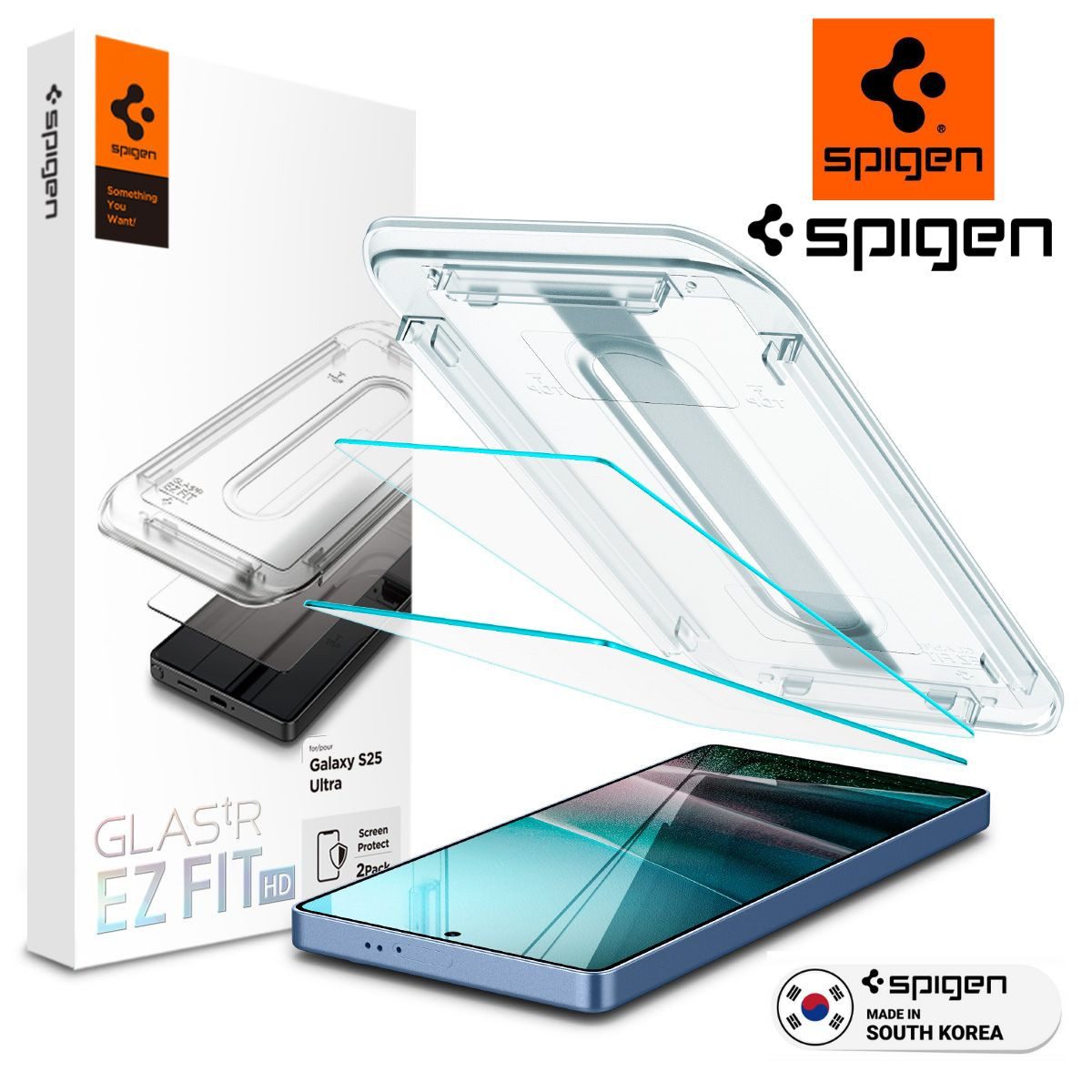Spigen Displayschutzglas 2x Schutzfolie für Samsung S25 Ultra Panzerfolie Display Schutzglas für Samsung Galaxy s25 Ultra, 2 Stück, Anti-Fingerabdruck, Anti-Kratz, Doppelbeschichtung, Hartglas