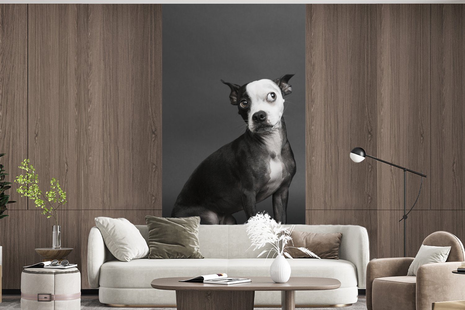 MuchoWow Fototapete Hund - Spot St), bedruckt, Porträt, Vliestapete (2 für Matt, Wohnzimmer Fototapete Schlafzimmer - Küche
