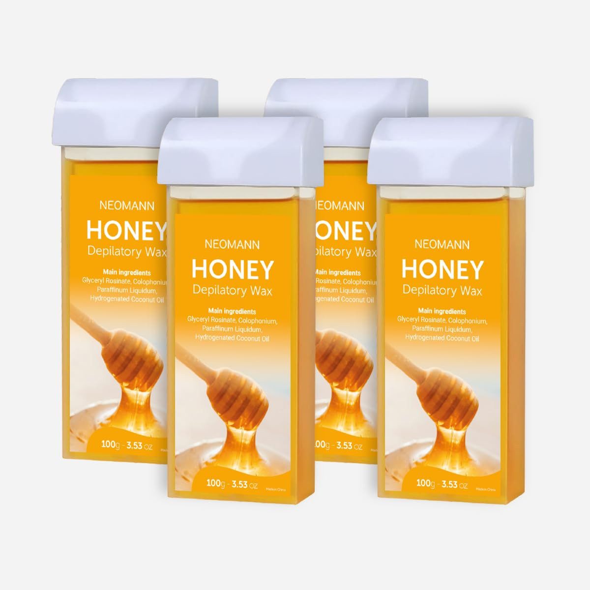 NEOMANN Enthaarungswachs Honig-Roll-on-Wachs 4x -Nachfüllpackung, 1 St., Ganzkörperwachs