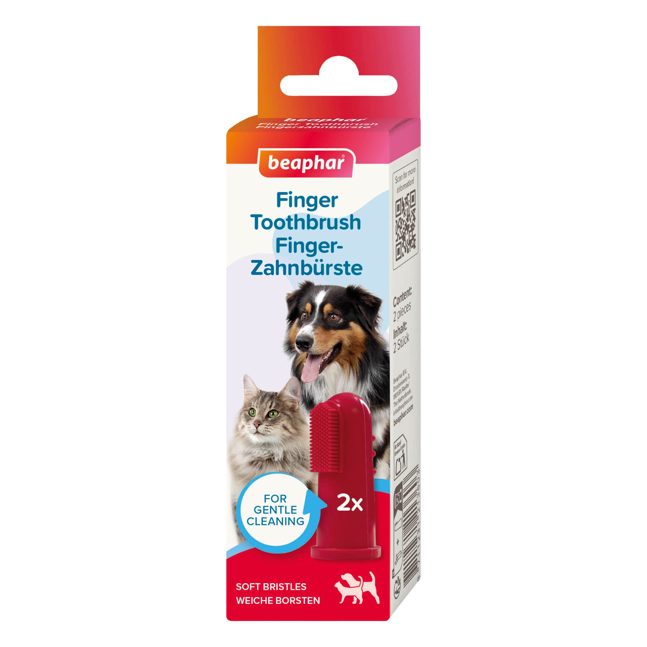 beaphar Tier-Fingerzahnbürste Fingerzahnbürste für Hunde und Katzen, 2 Stück