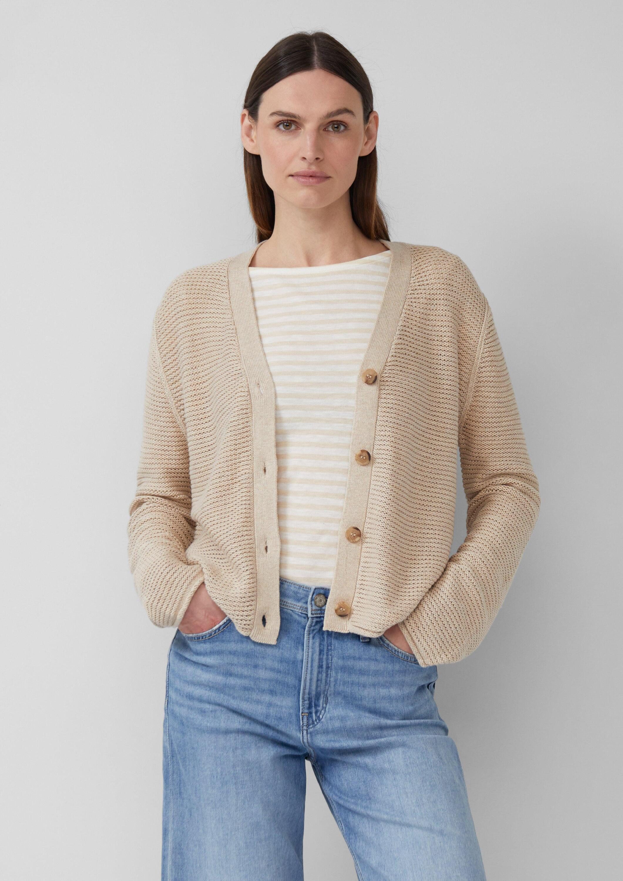 s.Oliver Cardigan Strickjacke Strickjacke in Ripp-Optik mit Knopfleiste günstig online kaufen