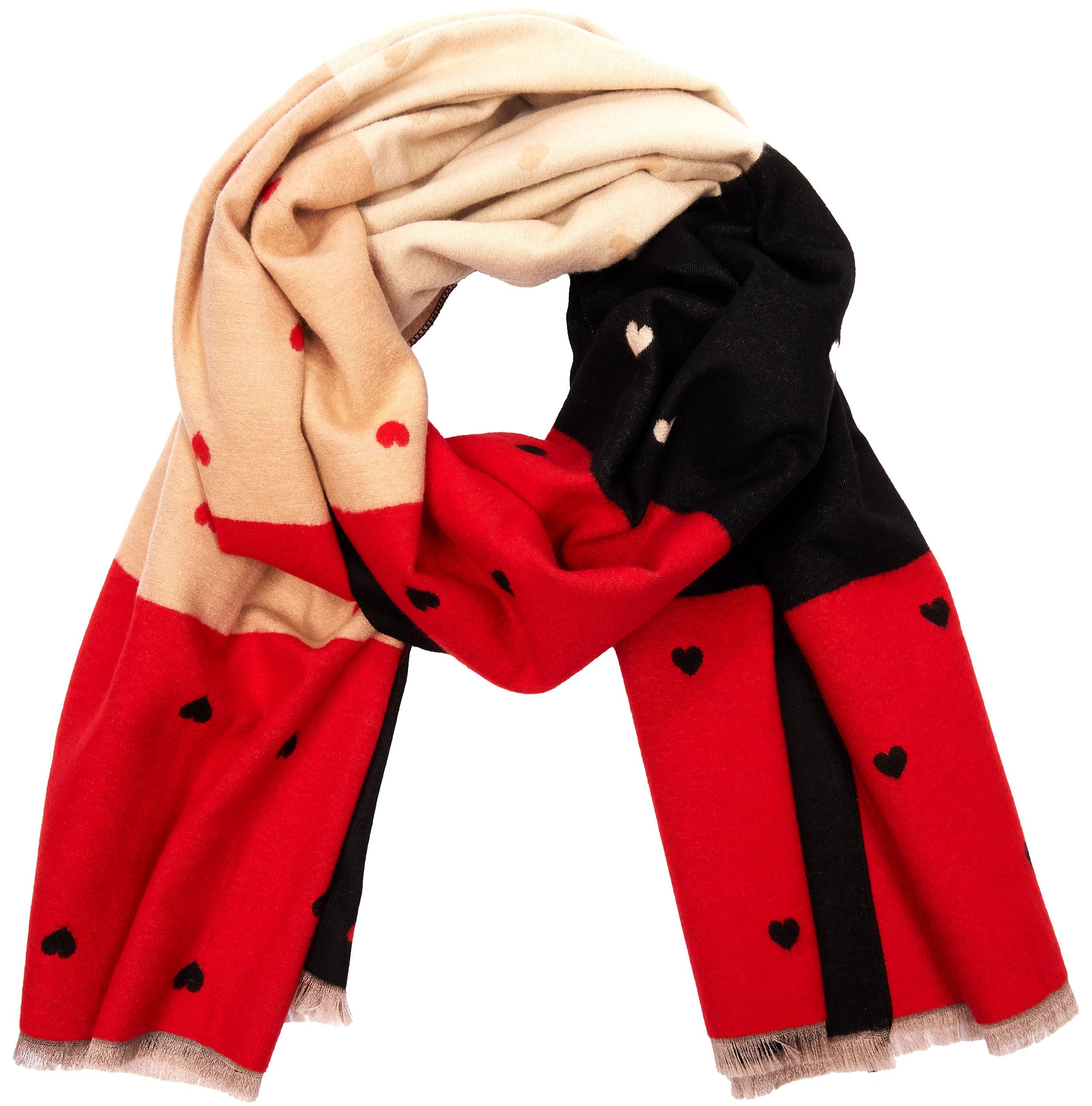 BRUBAKER Schal Cashmirillo Damen Schal mit Herz Muster - 70 x 200 cm, (Weiches Kaschmir-Gefühl, 1-St. für Herbst und Winter), Warm, Kuschelig und Oversized - He – Bild 4 von 5