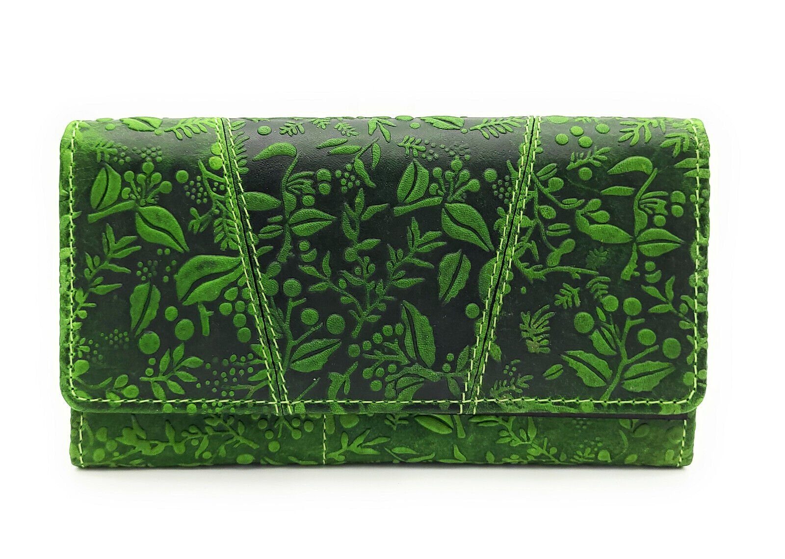 Hill Burry Geldbörse echt Leder Damen Portemonnaie mit RFID Schutz, florale Prägung