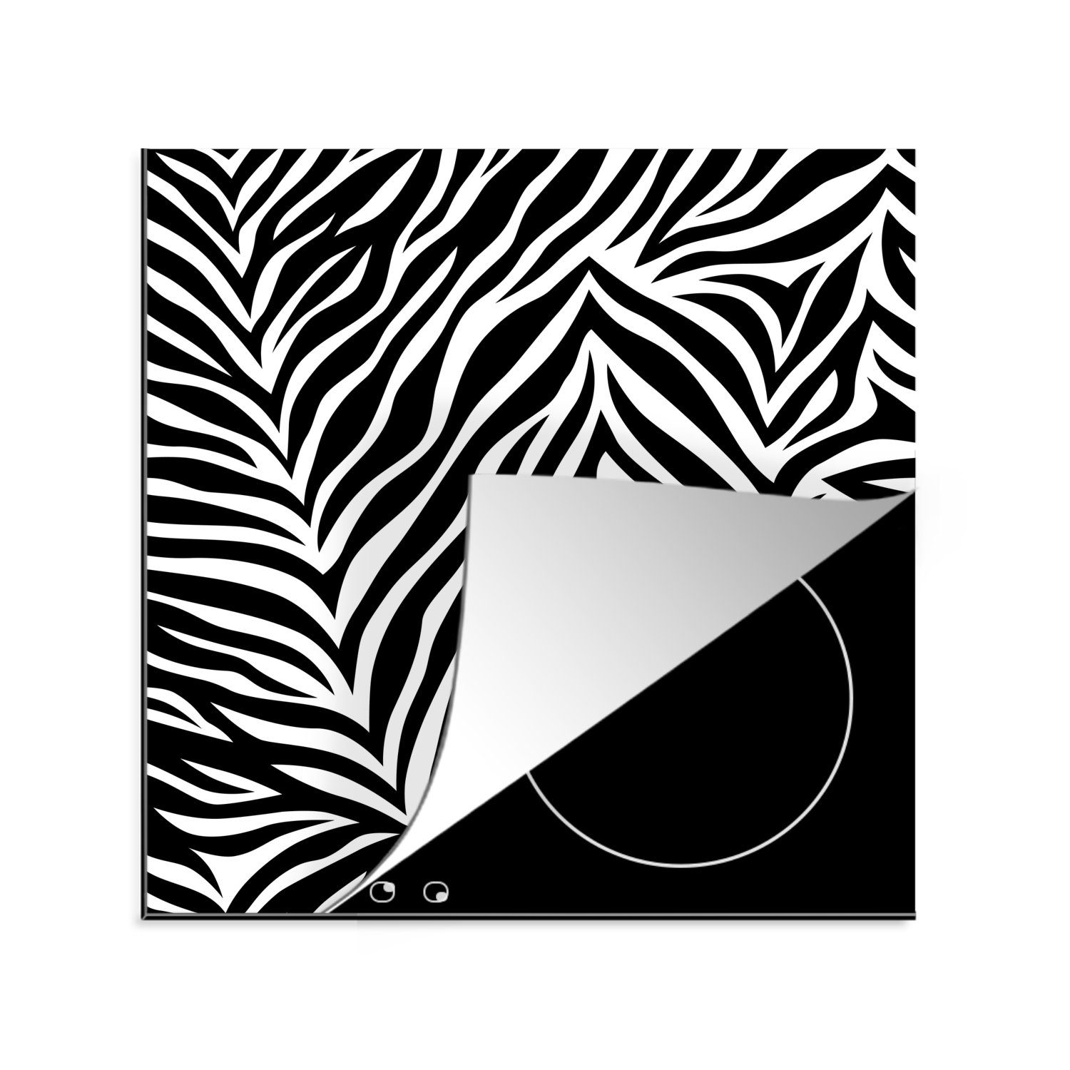 MuchoWow Herdblende-/Abdeckplatte Zebradruck mit schwarzen und weißen Streifen, Vinyl, (1 tlg), 78x78 cm, Ceranfeldabdeckung, Arbeitsplatte für küche