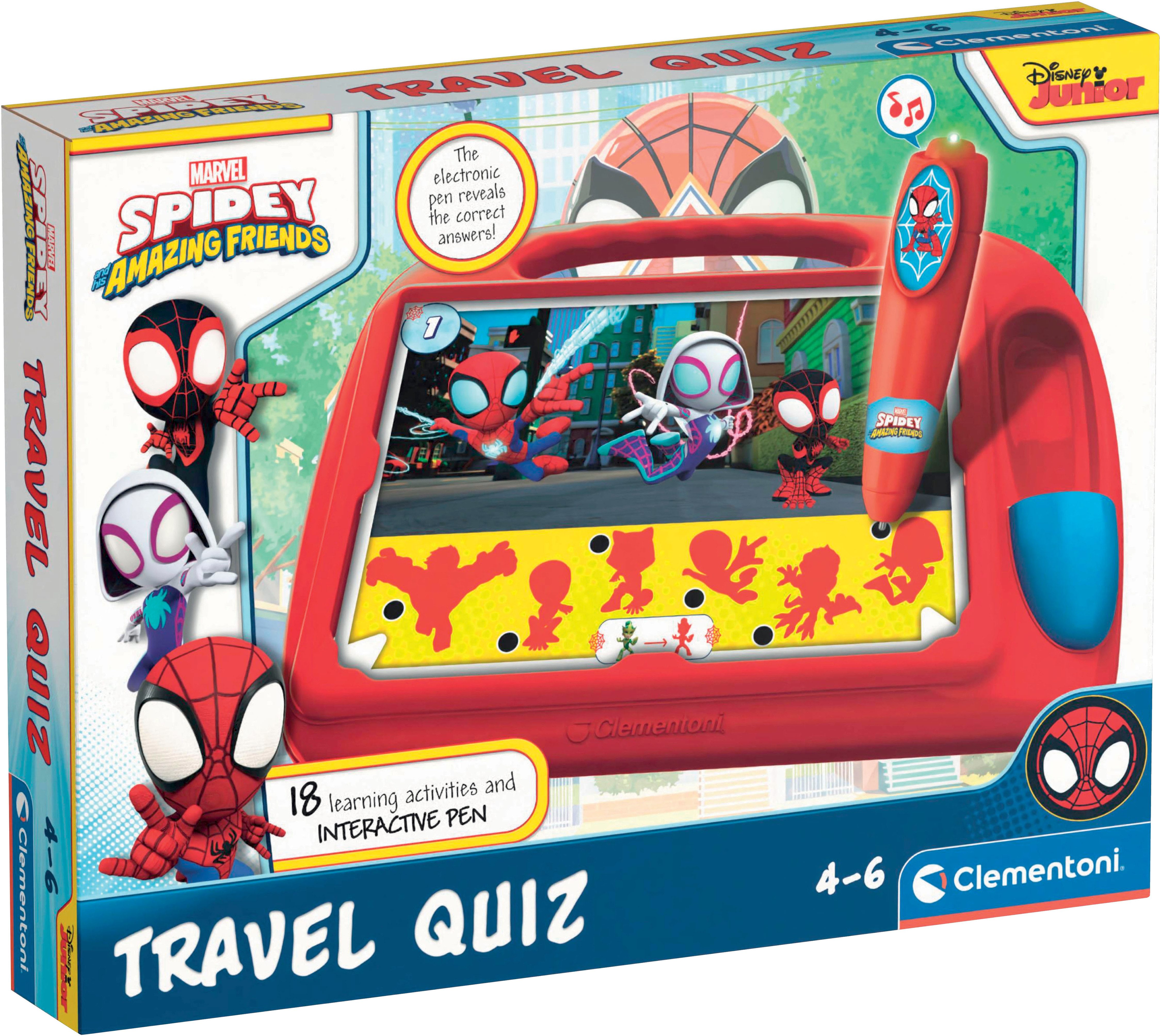 Clementoni® Spiel Spidey und seine Superfreunde, E-Lektor Quiz Travel, E-Lektor Quizspiel, Made in Europe