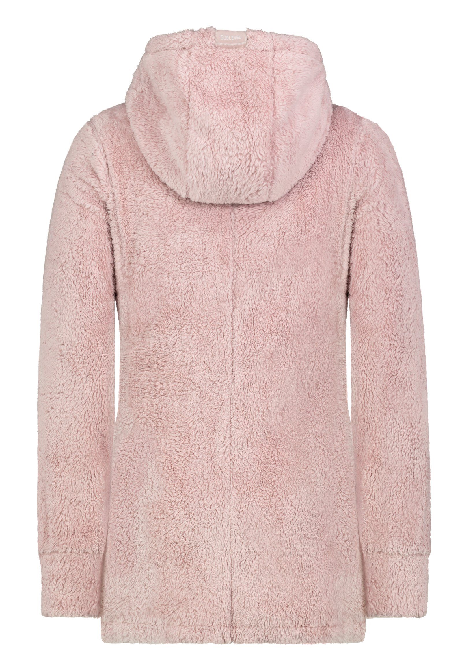 SUBLEVEL Fleecejacke Kuschelfleece Kapuze mit light-rose Jacke