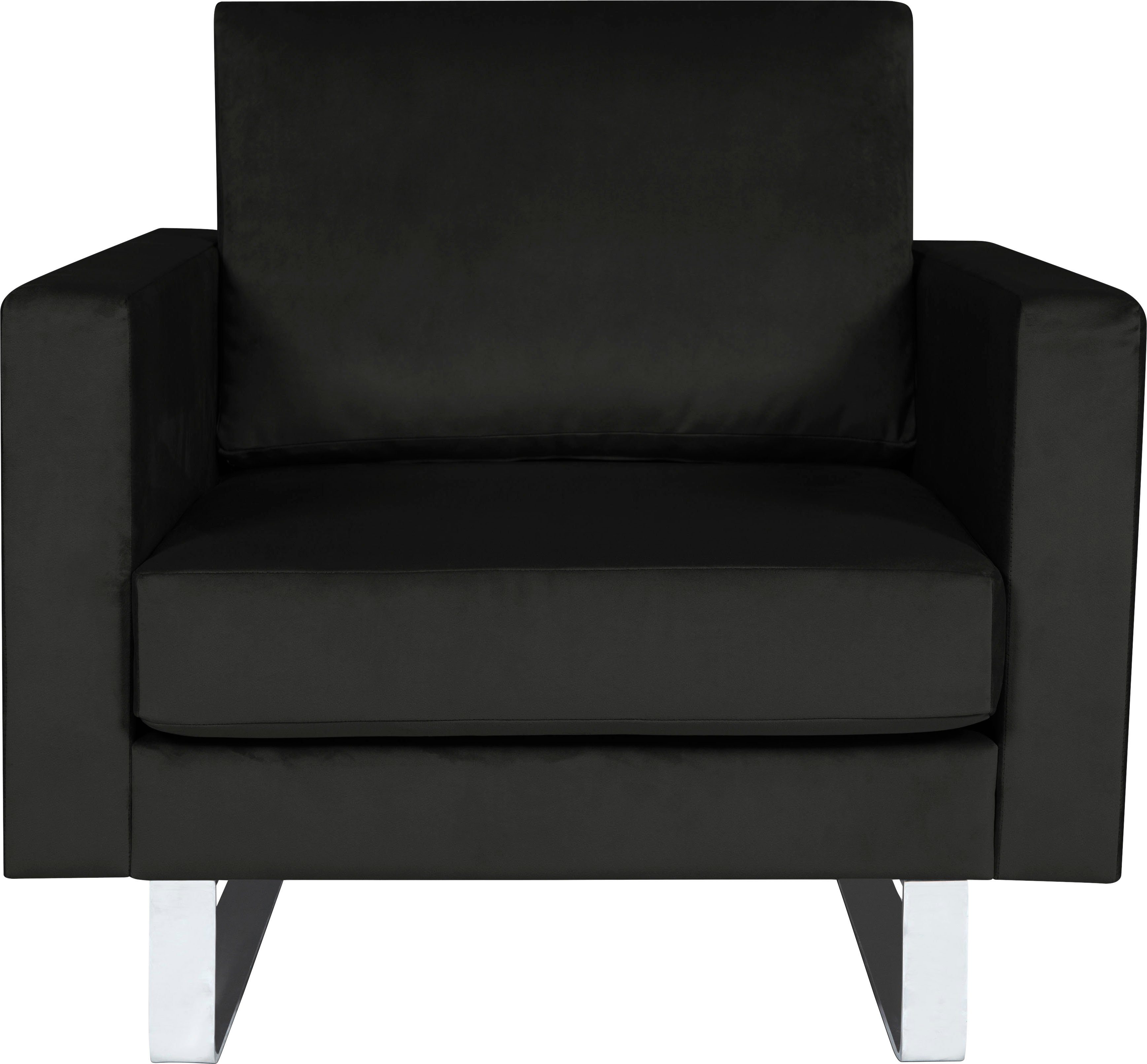 Sessel Metallkufen Gerberei black mit Alte Velina,