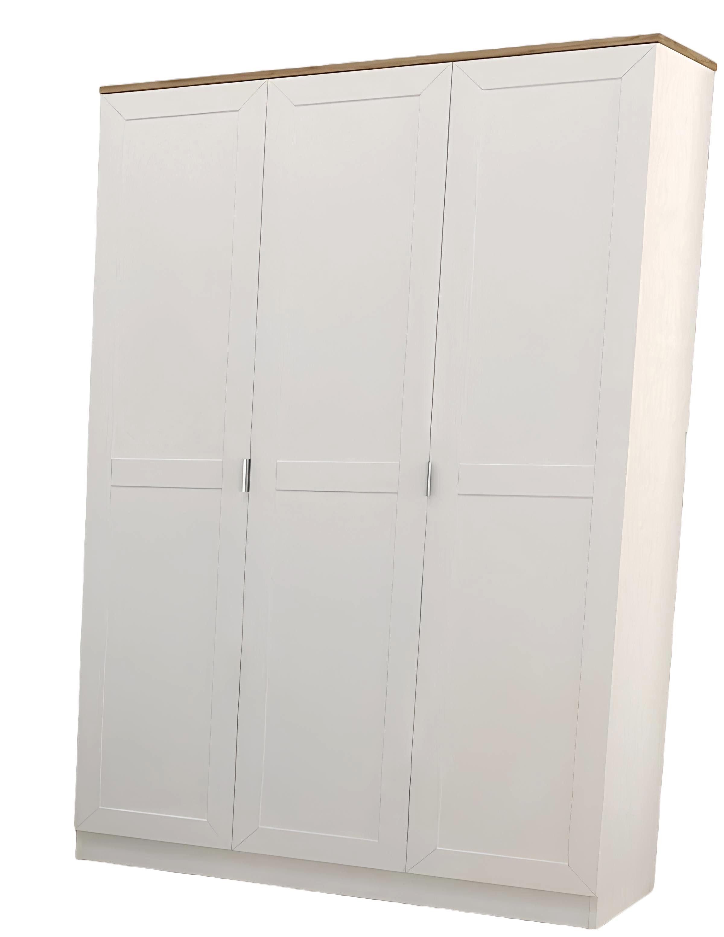 Xlmoebel Kleiderschrank Kleiderschrank im Landhausstil in Weiß mit Holzlook und Schubladen (Kleiderschrank) Hergestellt in Europa