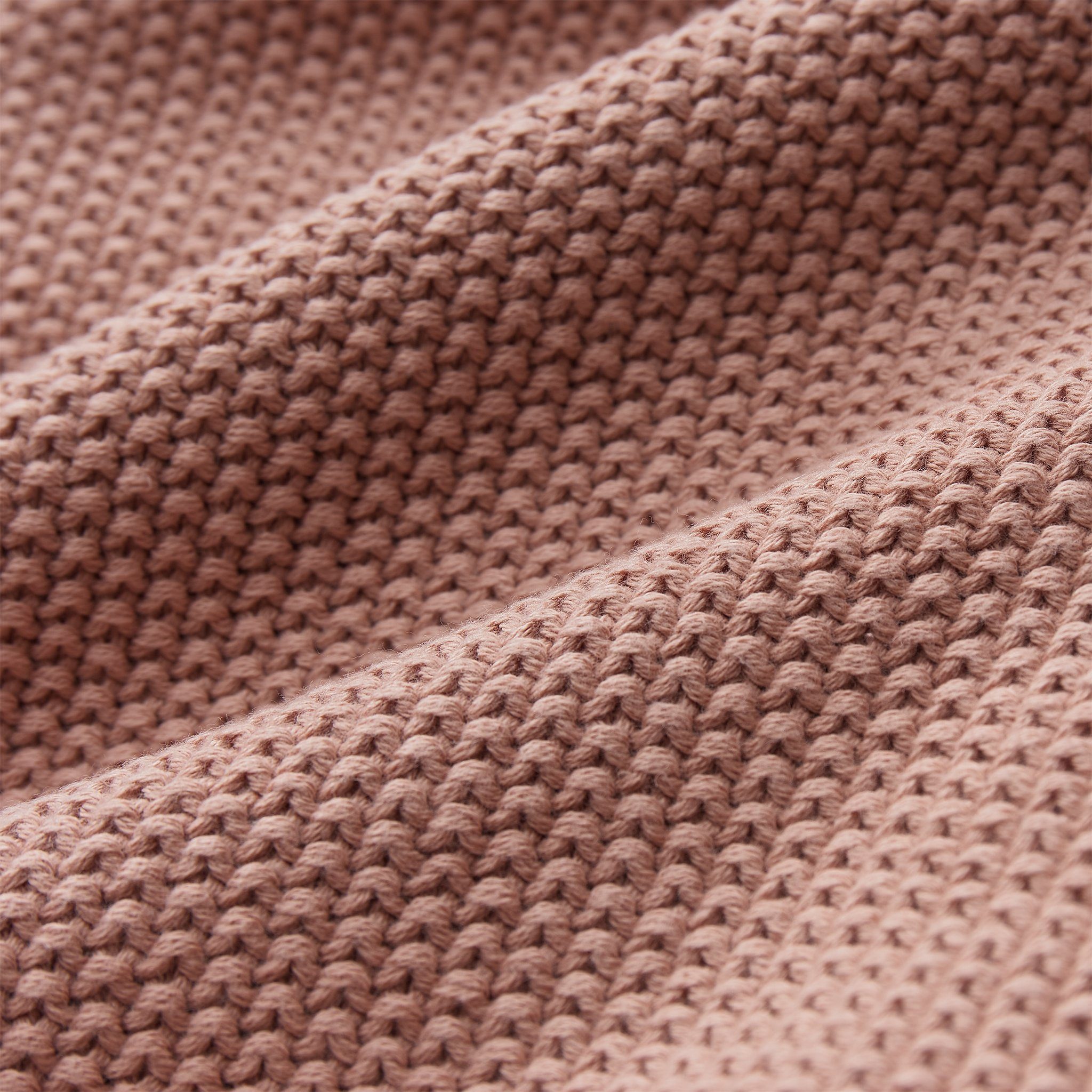 Wohndecke Antua - 100% Baumwolle, Rosa gestrickte Urbanara, Schlichte, voluminös Baumwolldecke Blasses