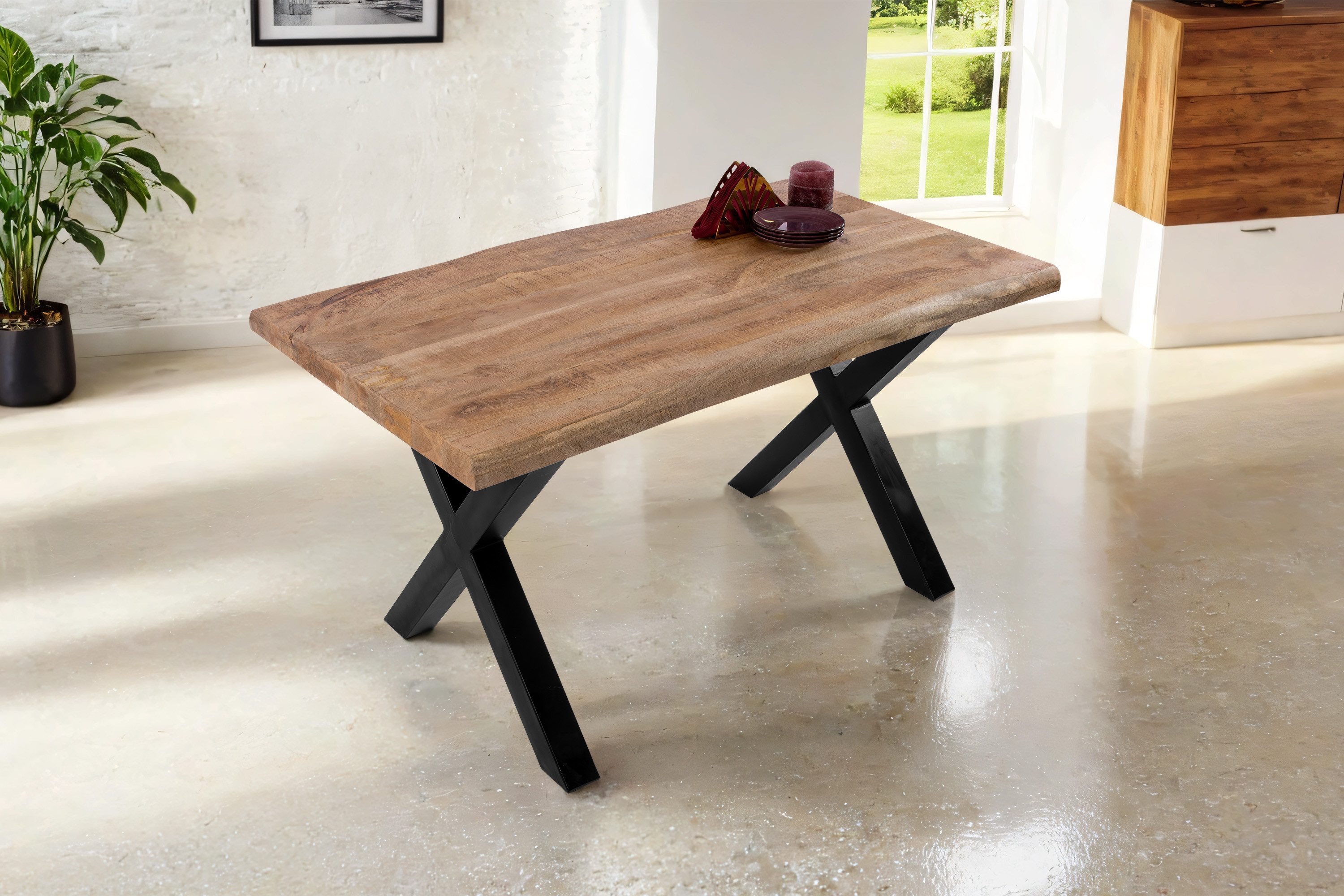 Loreno® Baumkantentisch Cali, massives Mangoholz, Baumkante, günstig online kaufen